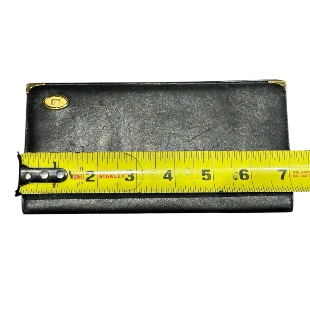 Authentic Dunhill Black Oxford Leather Bifold Long Wallet Made In France